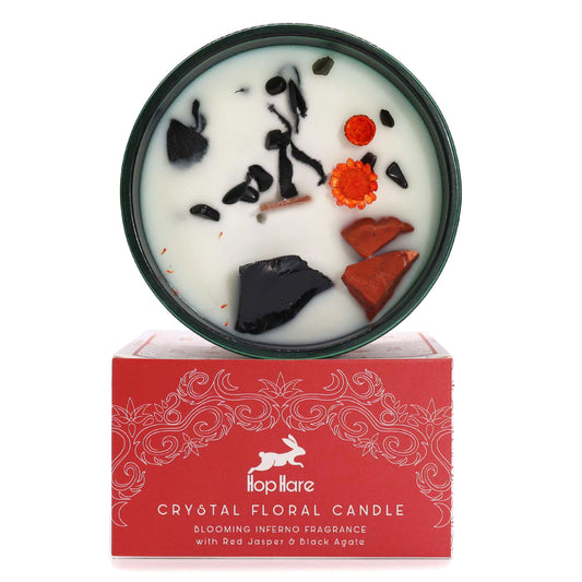 Hop Hare Crystal Magic Flower Candle - The Devil lifestyle product photo on neutral background