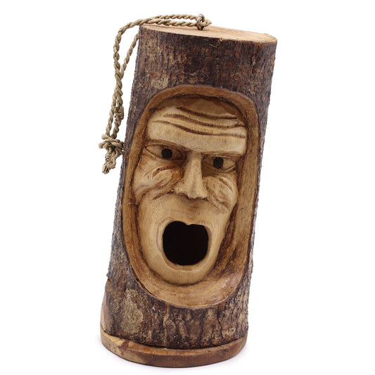 Tree Trunk Face - Bird House - Grumpy Old Man from our luxury seagrass bird houses collection