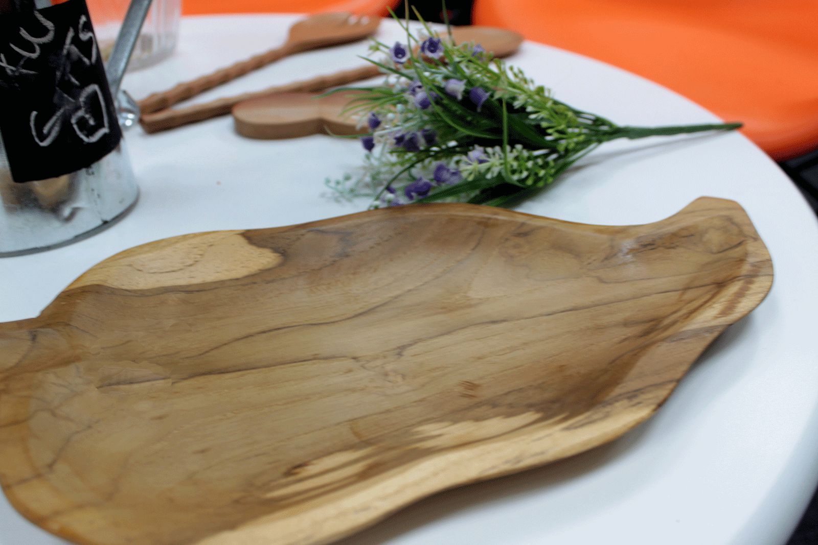 Teak Leaf Shaped Bowl - aprox 32cm from our luxury teak root baskets collection