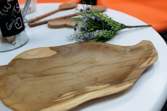 Teak Leaf Shaped Bowl - aprox 32cm from our luxury teak root baskets collection
