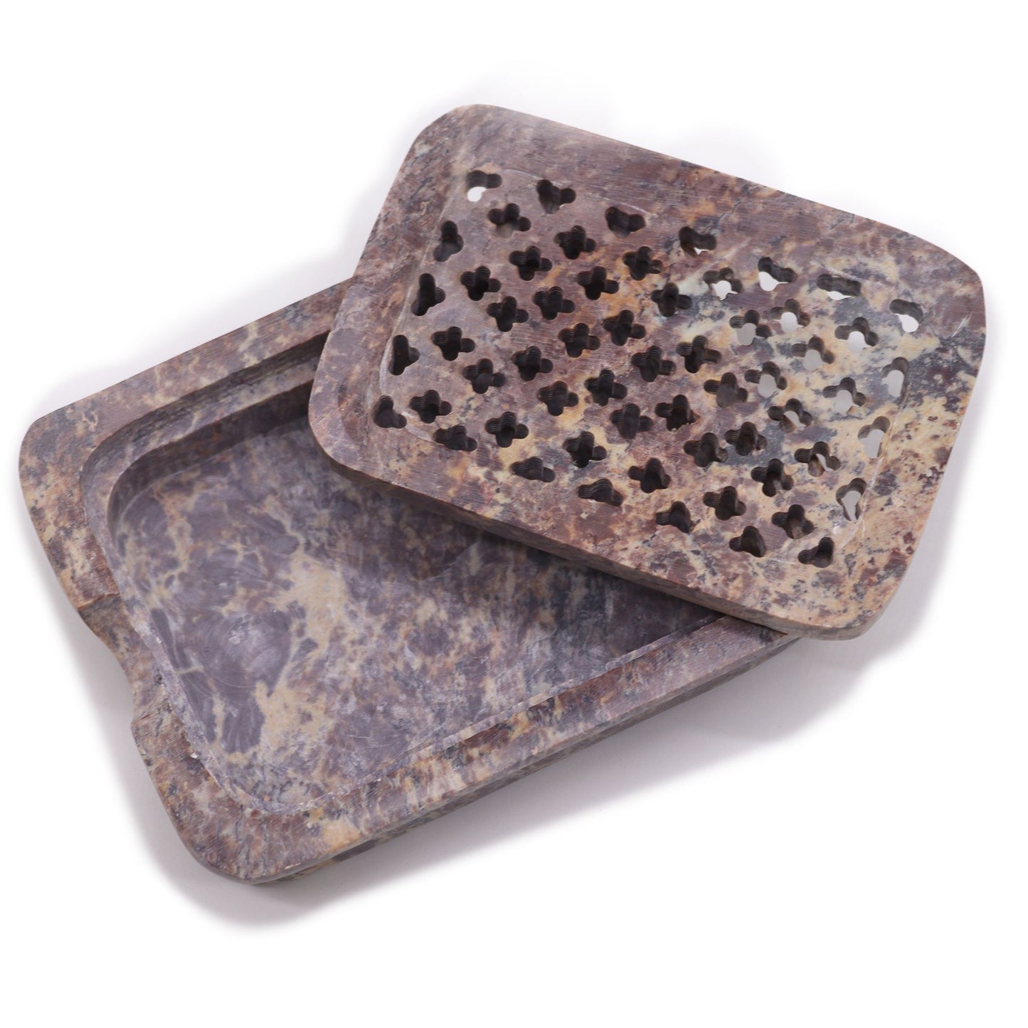 Soapstone Soap Dish & Drainer 11x8cm- Classic Square from our luxury stone soap dishes collection