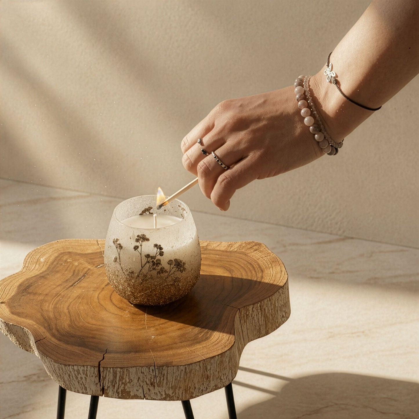 Detailed close up view highlighting the high quality craftsmanship and individual features of the small glass jar candles wildlight woods518