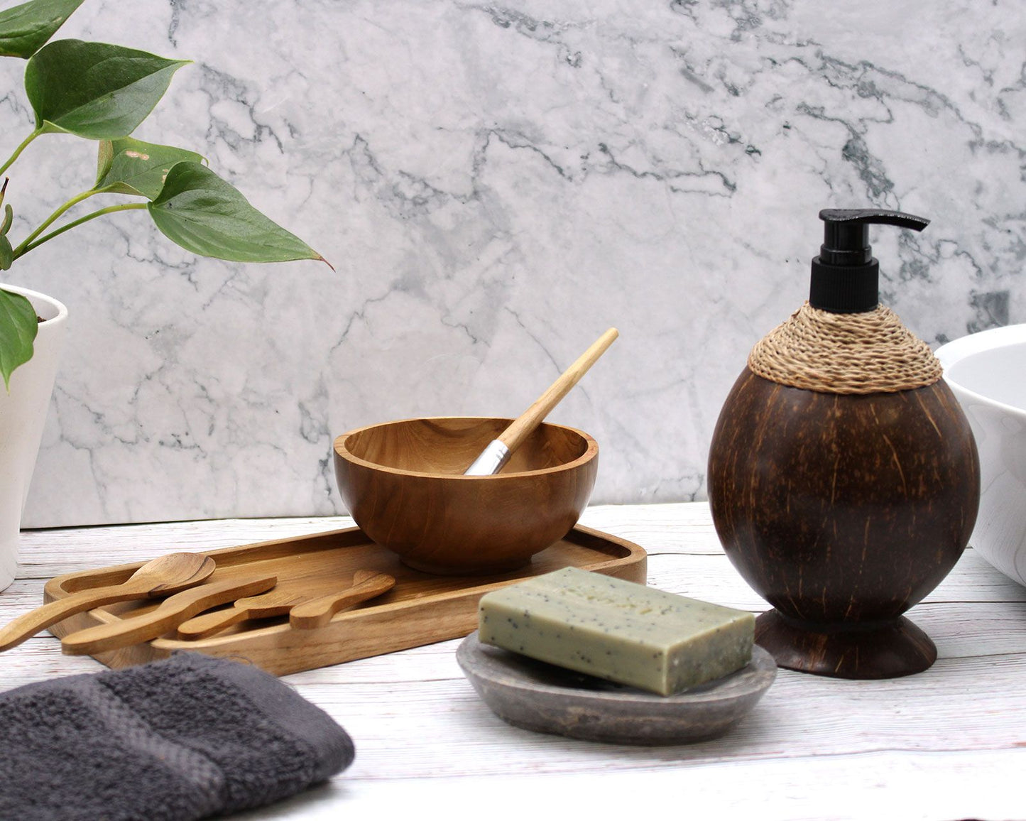 Natural Coconut Soap Dispenser - 150ml from our luxury teakwood soap dispensers collection