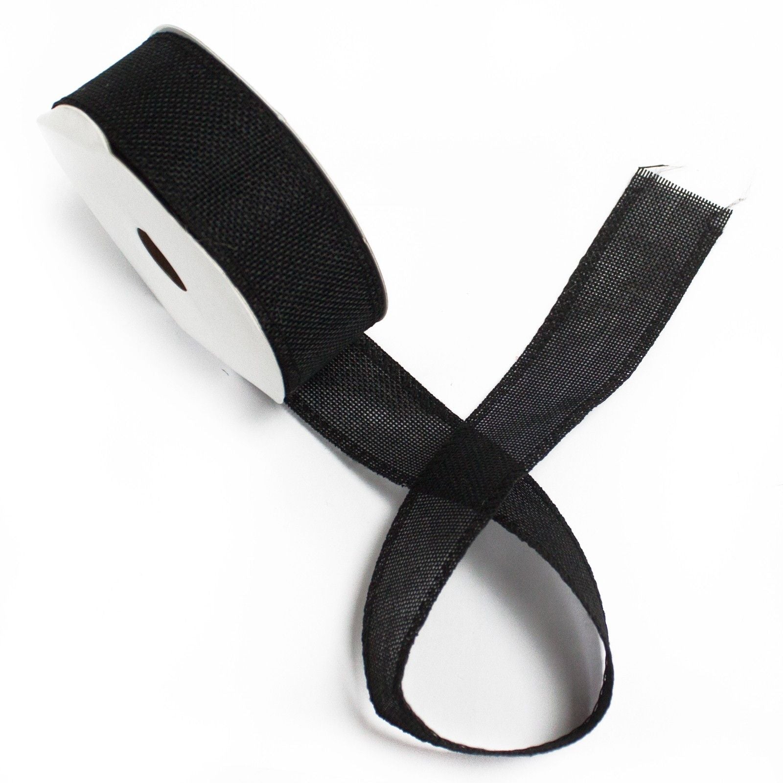 Natural Texture Ribbon 38mm x 20m - Black lifestyle product photo on neutral background