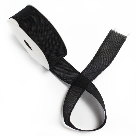 Natural Texture Ribbon 38mm x 20m - Black lifestyle product photo on neutral background