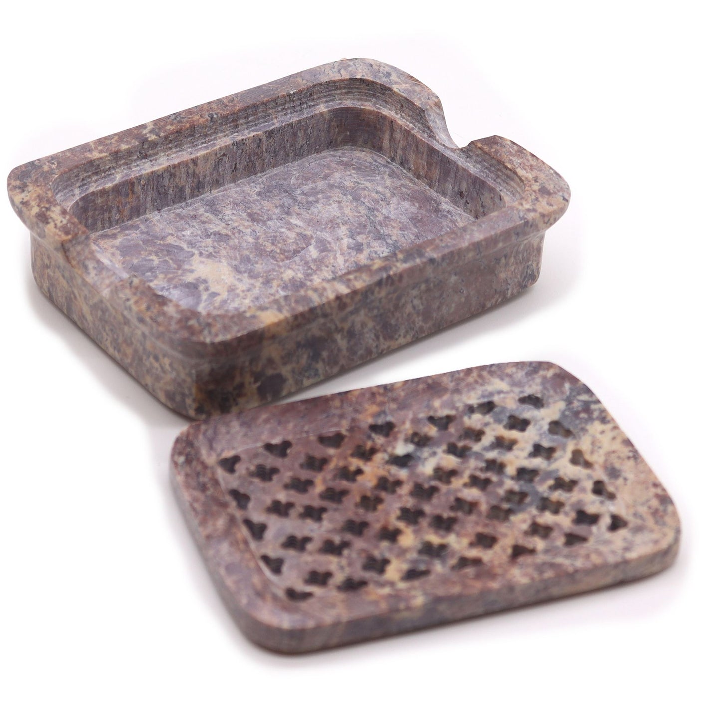 Soapstone Soap Dish & Drainer 11x8cm- Classic Square from our luxury stone soap dishes collection