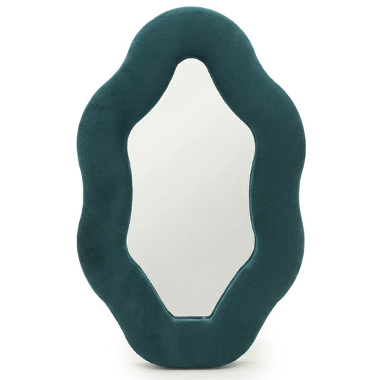 Photo 1 of Soft Squiggly Mirror – Oval Pebble – Royal Teal Wall Mirror featuring authentic premium craftsmanship.