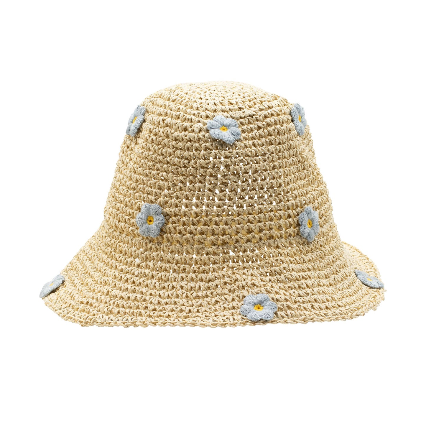 Photo 2 of Nomad Sari Floppy Straw Sun Hat - Beige & Blue Flowers featuring authentic premium craftsmanship.