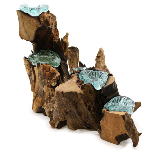 Photo 1 of Molten Glass Five Candle Holder On Wood Luxury Decor featuring authentic premium craftsmanship.