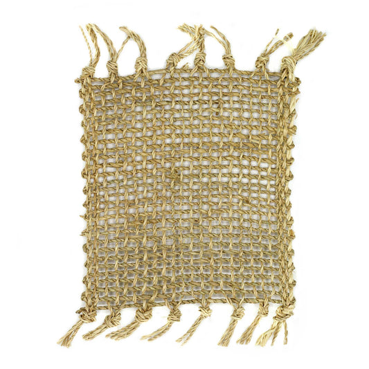 Set of 4 Seagrass Fringe Natural Coasters - Natural from our luxury java placemats and coasters collection