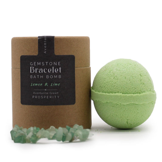 Green Aventurine Gem Bracelet Bath Bomb lifestyle product photo on neutral background