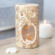 Load image into Gallery viewer, Gold Pillar Crackle Glass Oil Burner
