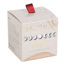 Load image into Gallery viewer, New Moon Wild Orange Manifestation Candle with Clear Quartz
