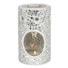 Load image into Gallery viewer, Silver Pillar Crackle Glass Oil Burner
