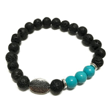 Load image into Gallery viewer, Lava Stone Bracelet - Leaf Turquoise
