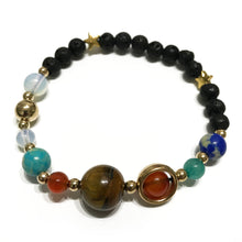 Load image into Gallery viewer, Lava Stone Bracelet - Gold Solar System

