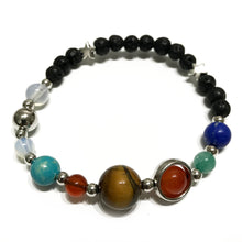 Load image into Gallery viewer, Lava Stone Bracelet - Silver Solar System
