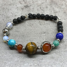Load image into Gallery viewer, Lava Stone Bracelet - Silver Solar System
