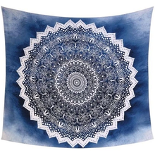 Load image into Gallery viewer, Cool Blue Mandala Tapestry
