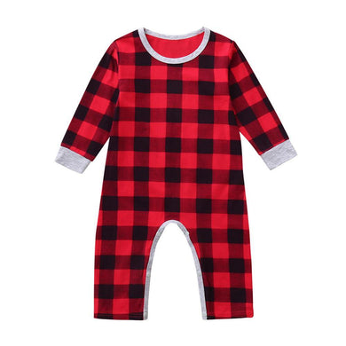 Infant Baby Boys Girls Christmas Santa XMAS Letter Plaid Romper Jumpsuit Outfits baby clothes winter clothe - Giftexonline