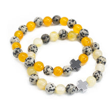 Charger l&#39;image dans la galerie, Set of 2 Gemstones Friendship Bracelets - Protection - Dalmation Jasper &amp; Yellow Agate
