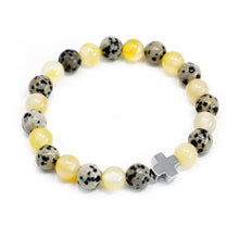 Carica l&#39;immagine nel visualizzatore di Gallery, Set of 2 Gemstones Friendship Bracelets - Protection - Dalmation Jasper &amp; Yellow Agate
