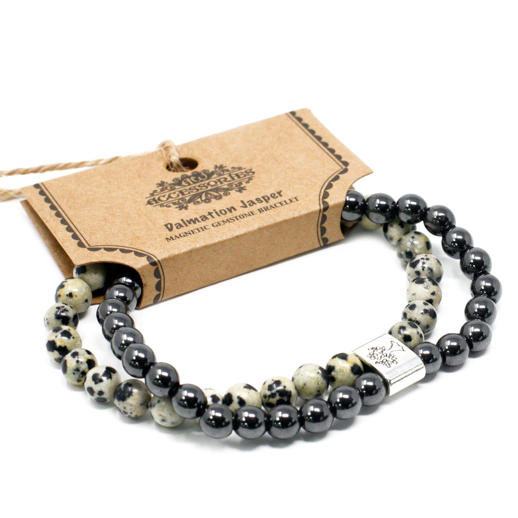 Magnetic Gemstone Bracelet - Dalmation Jasper