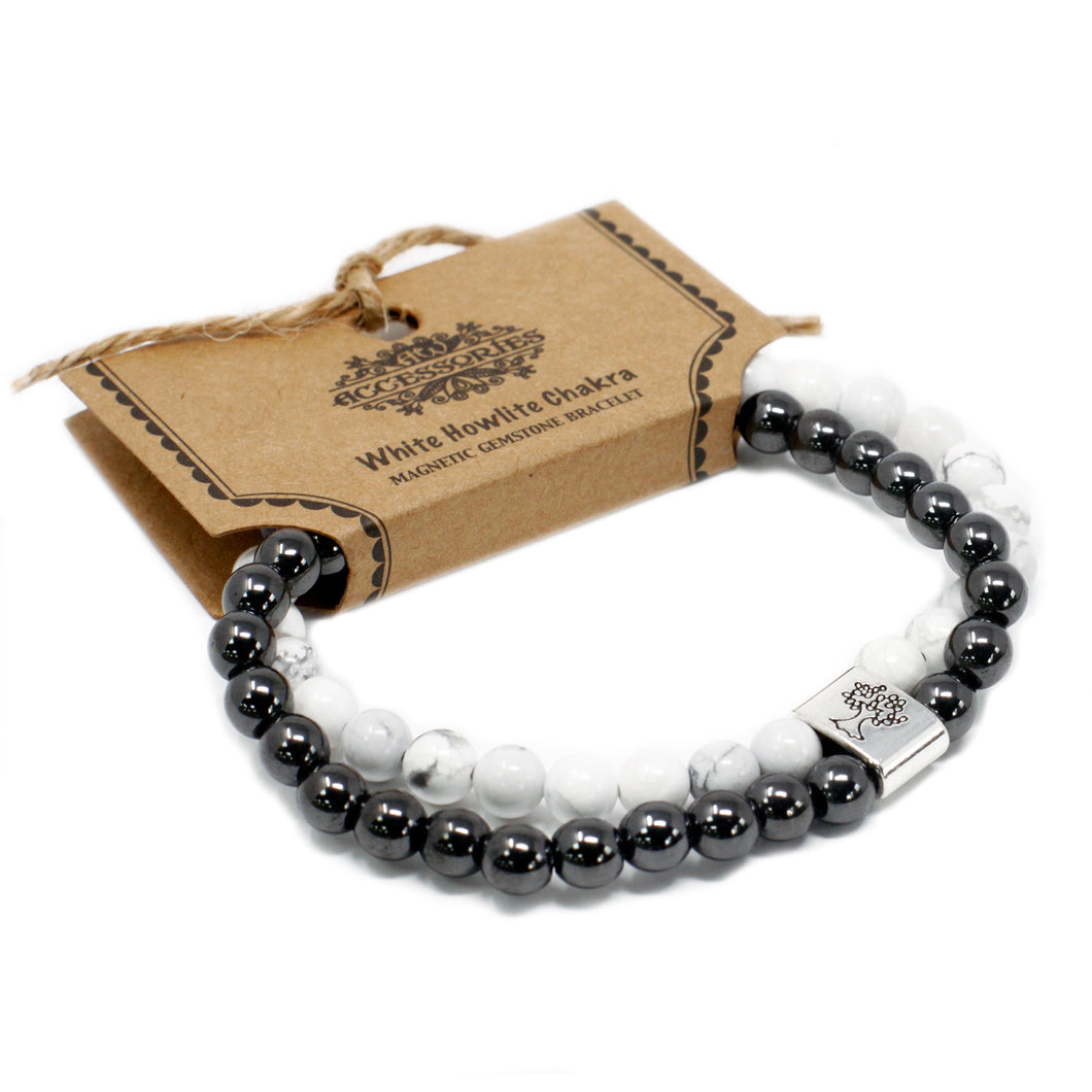 Magnetic Gemstone Bracelet - White Howlite Chakra