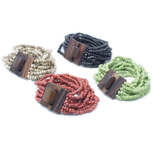 Load image into Gallery viewer, Multi-Bead Bangle Wooden Clasp - Assorted Colours

