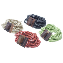 Load image into Gallery viewer, Multi-Bead Bangle Wooden Clasp - Assorted Colours
