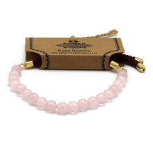 Load image into Gallery viewer, 18K Gold Plated Gemstone Bordeaux String Bracelet - Rose Quartz
