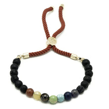 Load image into Gallery viewer, 18K Gold Plated Gemstone Royal String Bracelet - Lava Stone Chakra
