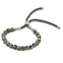 Load image into Gallery viewer, 925 Silver Plated Gemstone Charcoal String Bracelet - Dalmation Jasper
