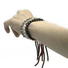 Load image into Gallery viewer, 925 Silver Plated Gemstone Charcoal String Bracelet - Dalmation Jasper
