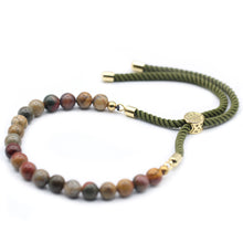 Load image into Gallery viewer, 18K Gold Plated Gemstone Moss String Bracelet -  Picasso Jasper
