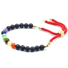 Load image into Gallery viewer, 18K Gold Plated Gemstone Royal String Bracelet - Lava Stone Chakra
