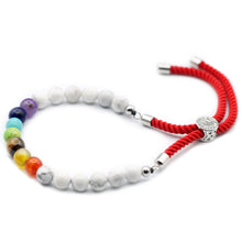 Load image into Gallery viewer, 925 Silver Plated Gemstone Royal Red String Bracelet - White Howlite Chakra

