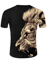Laden Sie das Bild in den Galerie-Viewer, 3D Angry Lion Print Short Sleeve T-shirt
