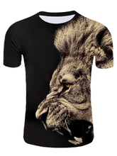 Laden Sie das Bild in den Galerie-Viewer, 3D Angry Lion Print Short Sleeve T-shirt
