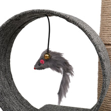 Load image into Gallery viewer, Cat Tree Tower with Linen Circular Ring, Toys, Dark Grey
