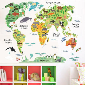 Animal world map wall stickers - Giftexonline