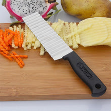 Load image into Gallery viewer, Potato French Fry Cutter Stainless Steel Kitchen Accessories Serrated Blade Easy Slicing Banana Fruits Potato Wave Knife Chopper
