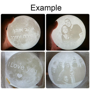 Personalized  Moon Lamp  3D Print Night Light Rechargeable