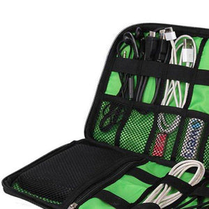 Space saver travel cable and charger organizer