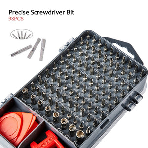 Magnetic screwdriver repair set (110 pc) for electronics and furniture assembly