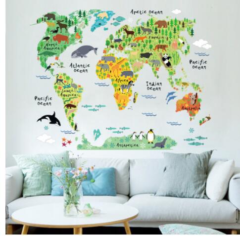 Animal world map wall stickers - Giftexonline