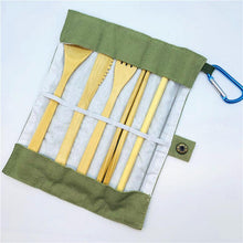 Carica l&#39;immagine nel visualizzatore di Gallery, Bamboo Cutlery Set Knife Fork Spoon Reusable Straws Chopsticks - Giftexonline
