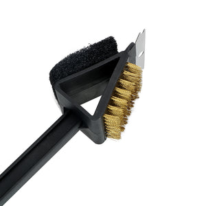 BBQ Cleaning Brush Long Handle Barbecue Grill Oven Cleaning 3 in 1 Corner Copper Wire Brush Copper Wire Sponge Shovel