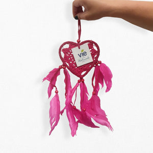 Vie Naturals Heart Shaped Dream Catcher, 9cm, Pink