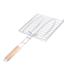 Load image into Gallery viewer, BBQ Barbecue 2 Fish Grilling Basket Roast Grill Tool with Wooden Handle
